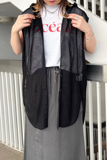 メッシュフーディチュニックシャツ