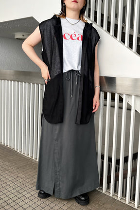 メッシュフーディチュニックシャツ