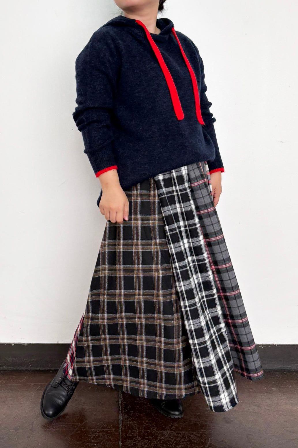 配色エアリーニットパーカー