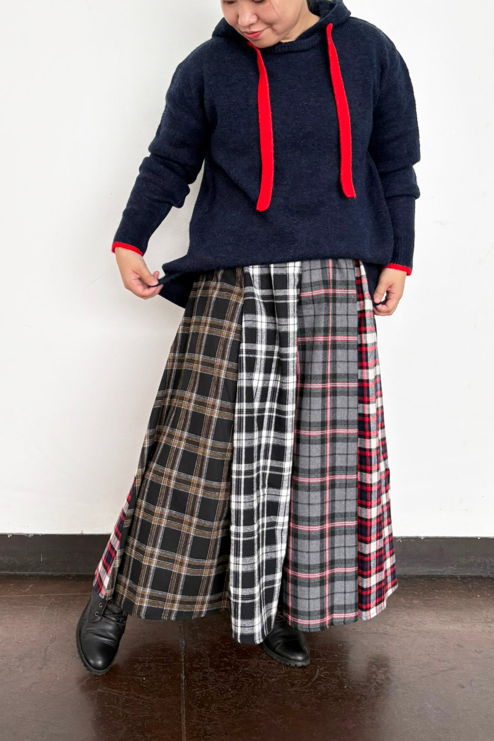 配色エアリーニットパーカー