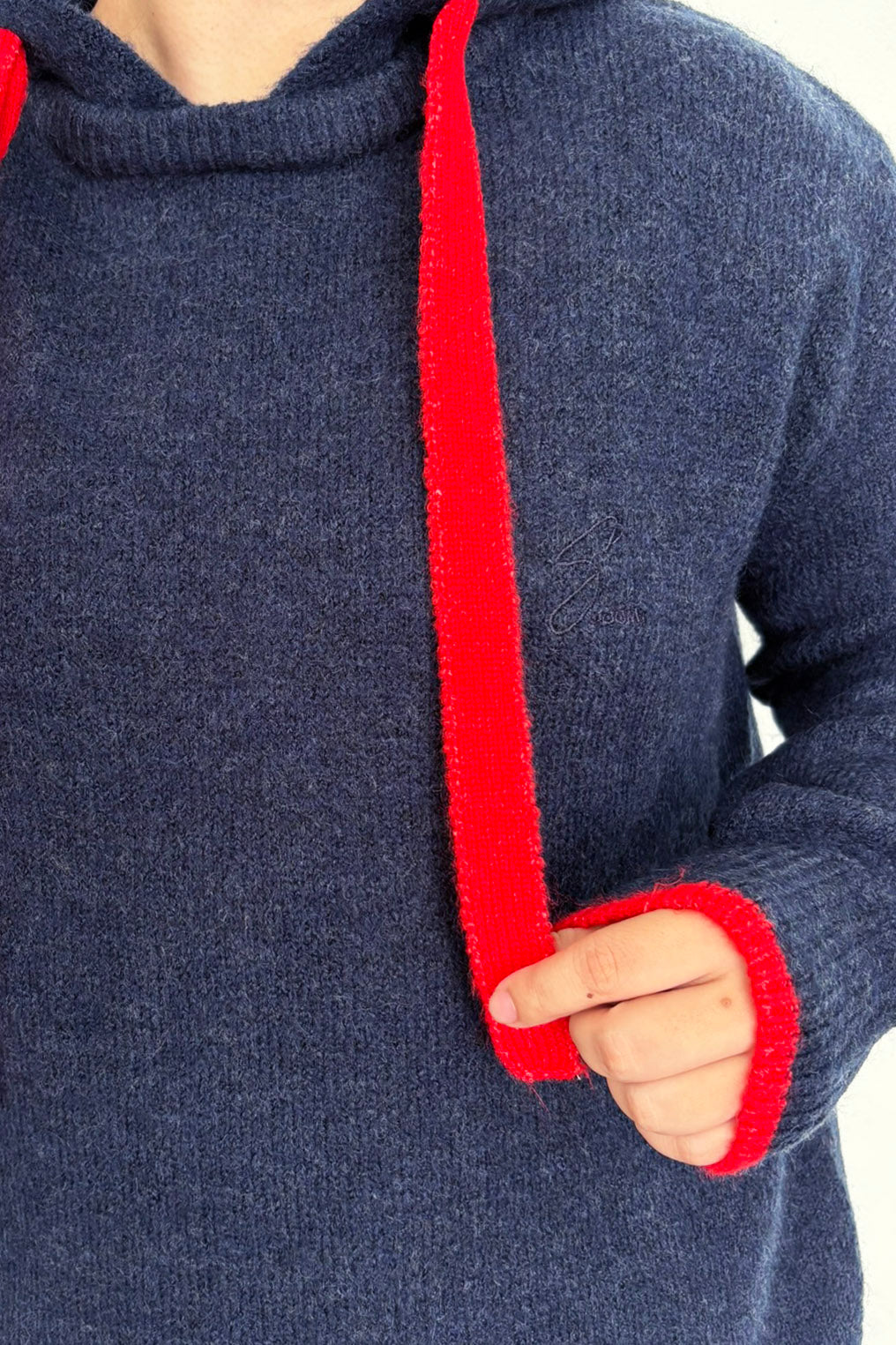 配色エアリーニットパーカー