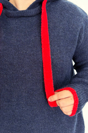 配色エアリーニットパーカー