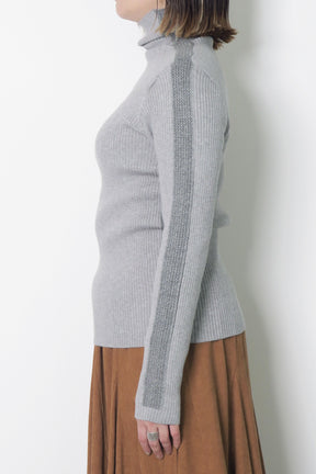 PaulineBleu(ポリーヌブロー) サイドラメラインタートルニット 36469　グレー