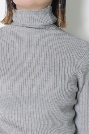 PaulineBleu(ポリーヌブロー) サイドラメラインタートルニット 36469　グレー