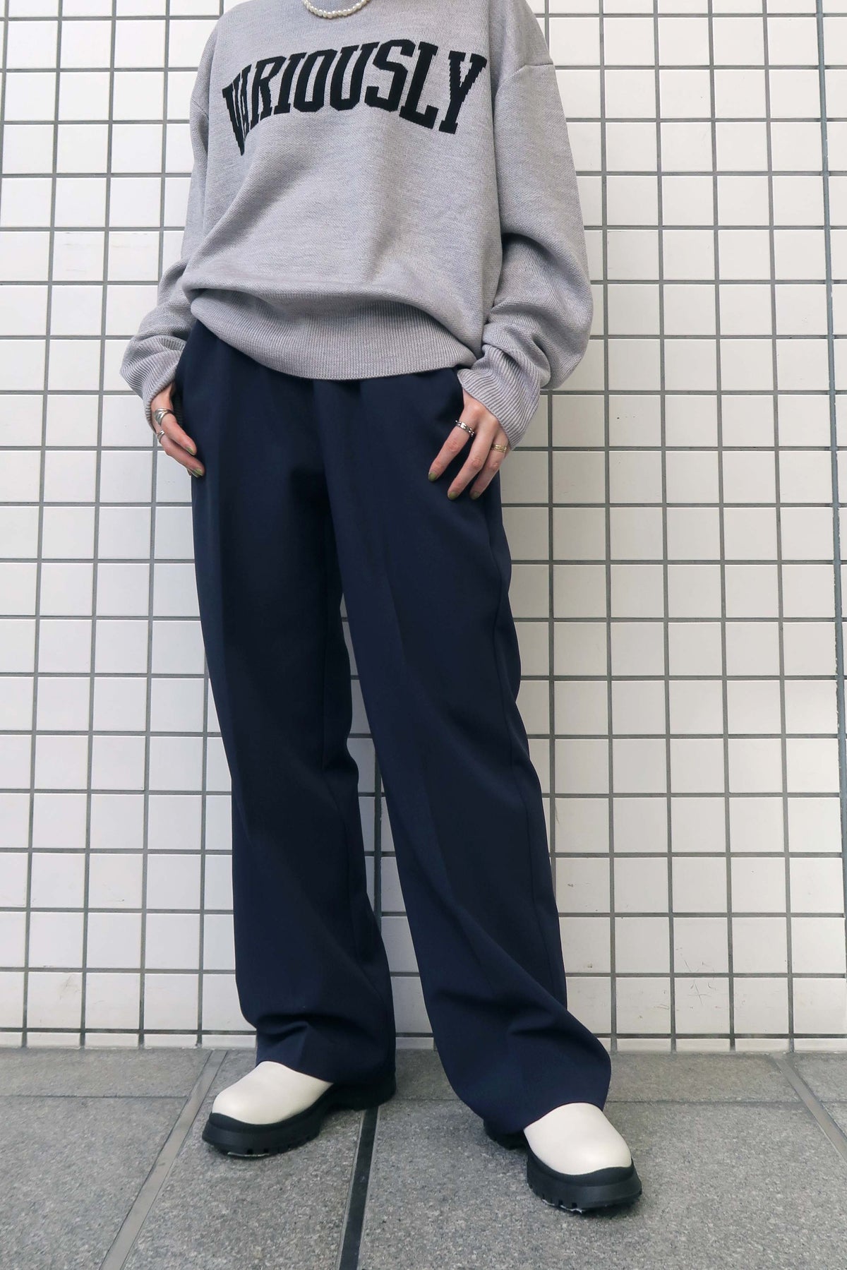裏起毛ストレートパンツ