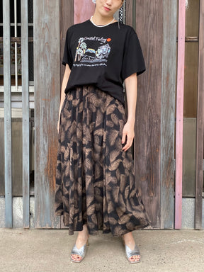 リーフ柄ロングスカートP