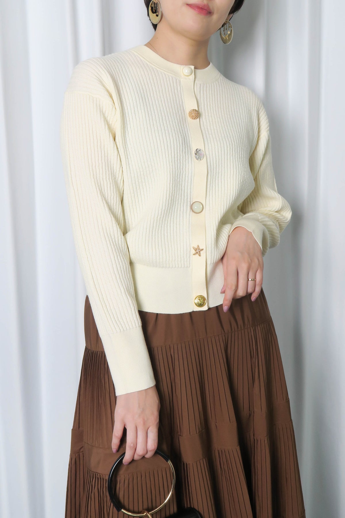 Torrazzo Donna (トラッツォ ドンナ) リブ ビジュー ニットカーディガン 6234-663