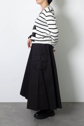 paulinebleu (ポリーヌブロー) アシメ 異素材 ボーダー Vネックニット 35097