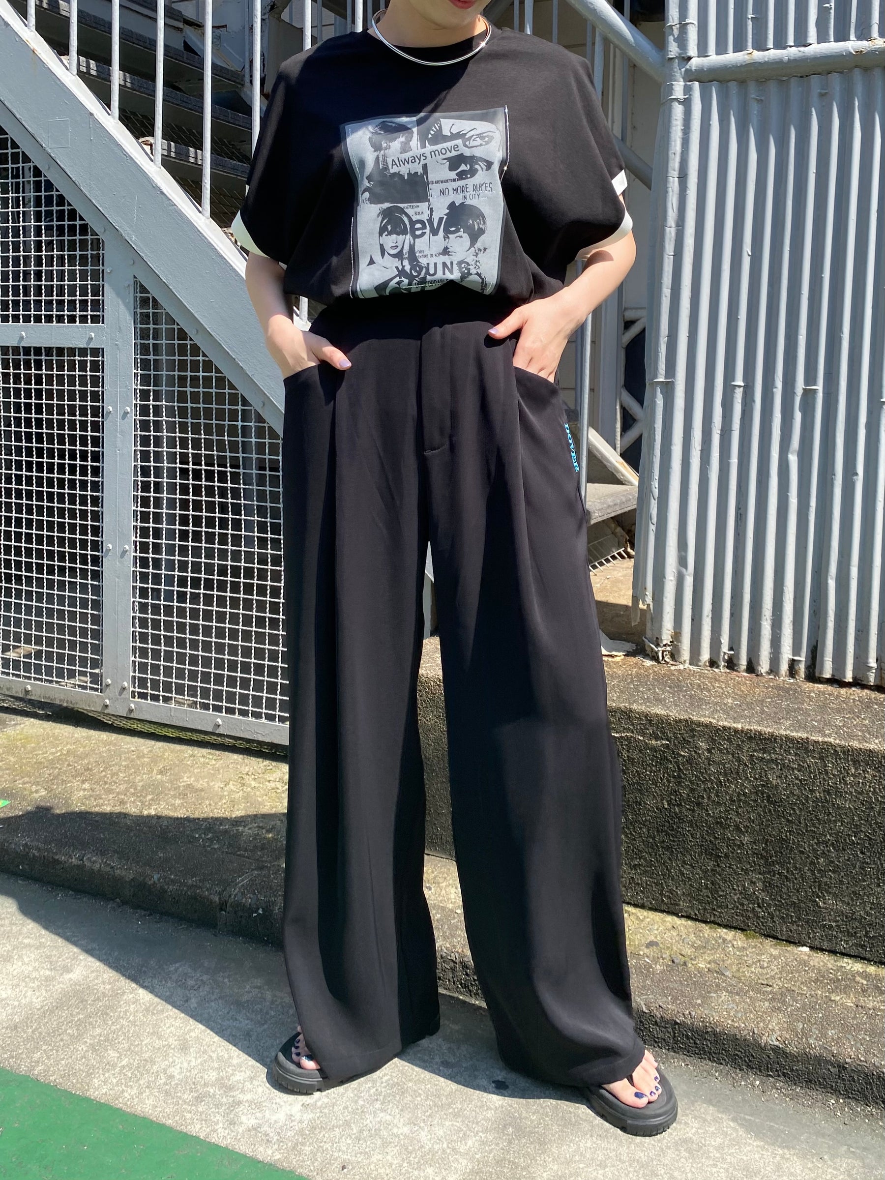 フォトプリント半袖トップス