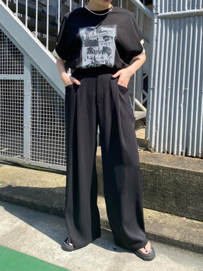 フォトプリント半袖トップス