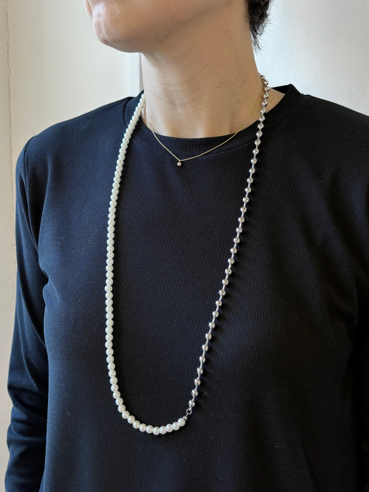 パール×ボールチェーン 5wayネックレス