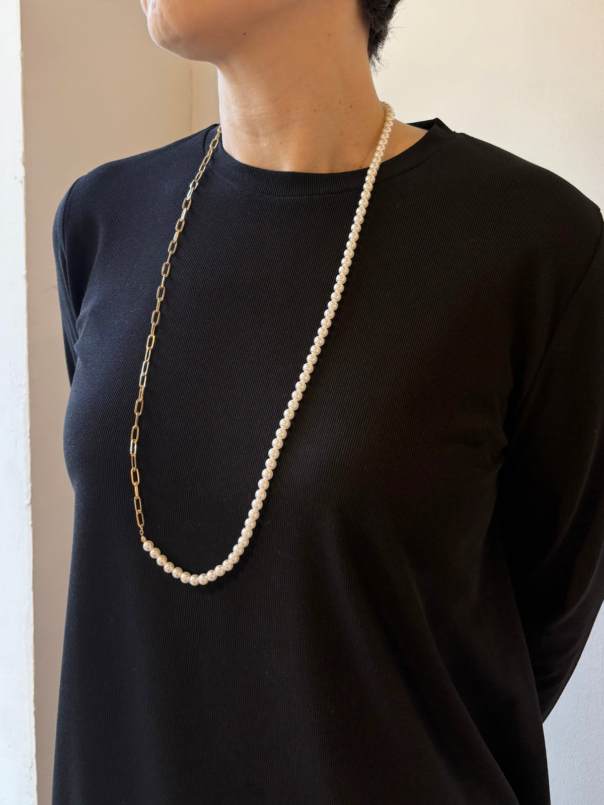 パール×チェーン 5wayネックレス