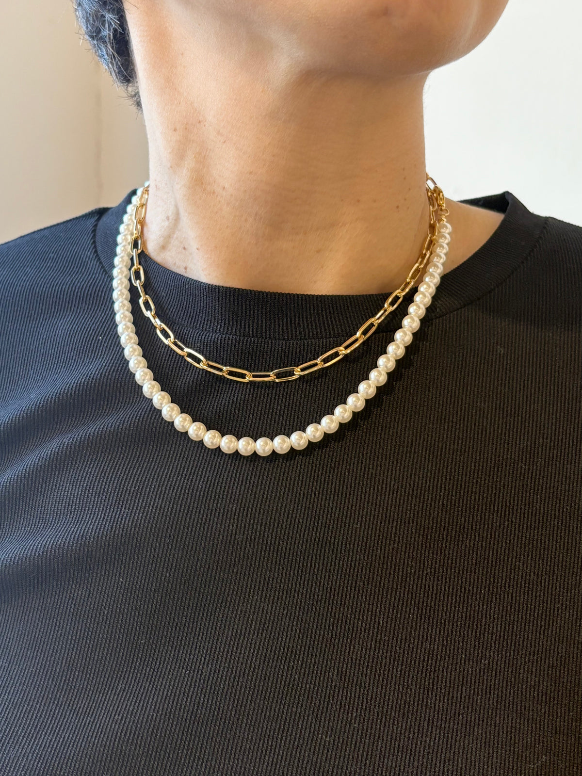 パール×チェーン 5wayネックレス