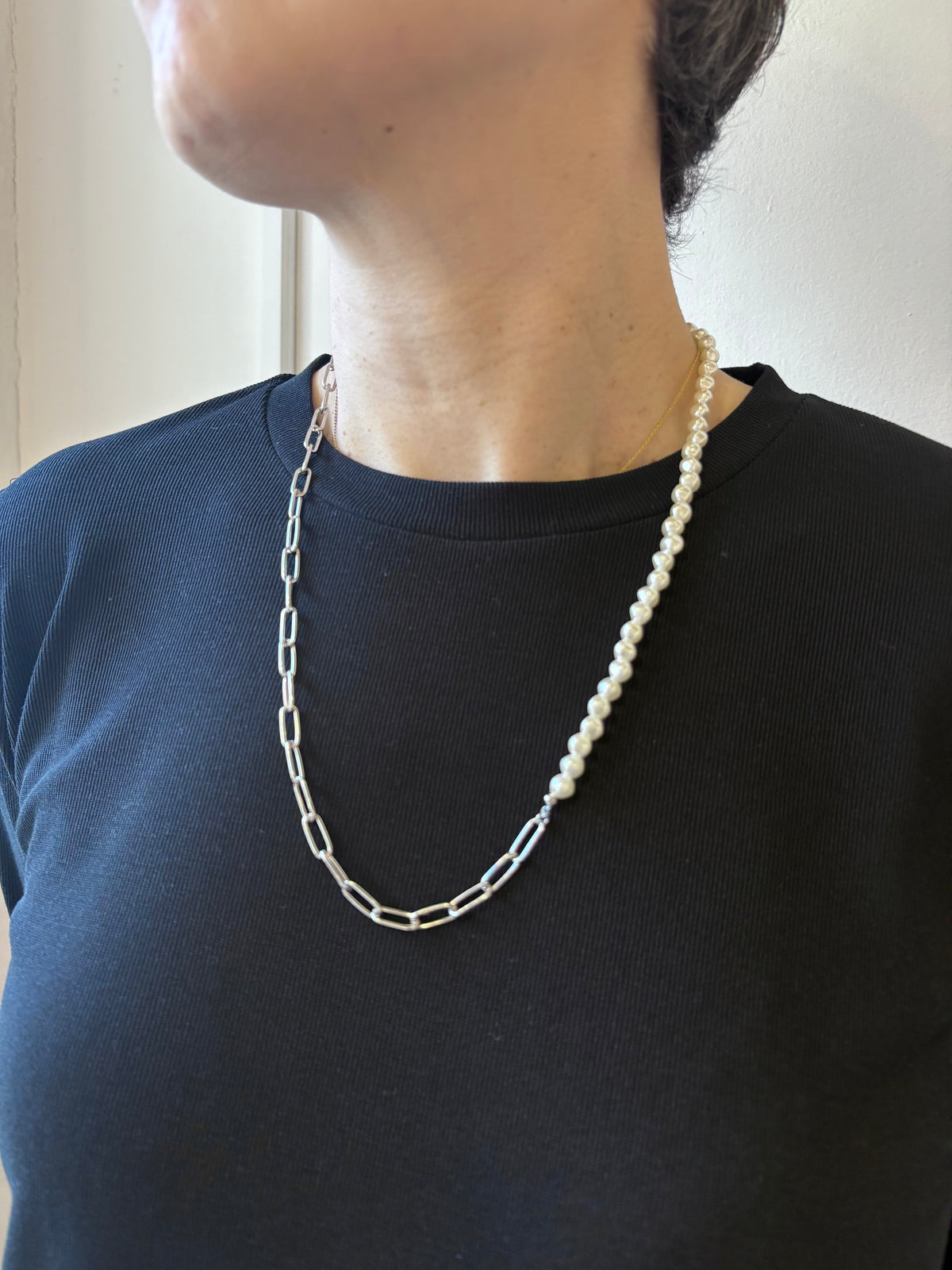 パール×バロックチェーン 3wayネックレス