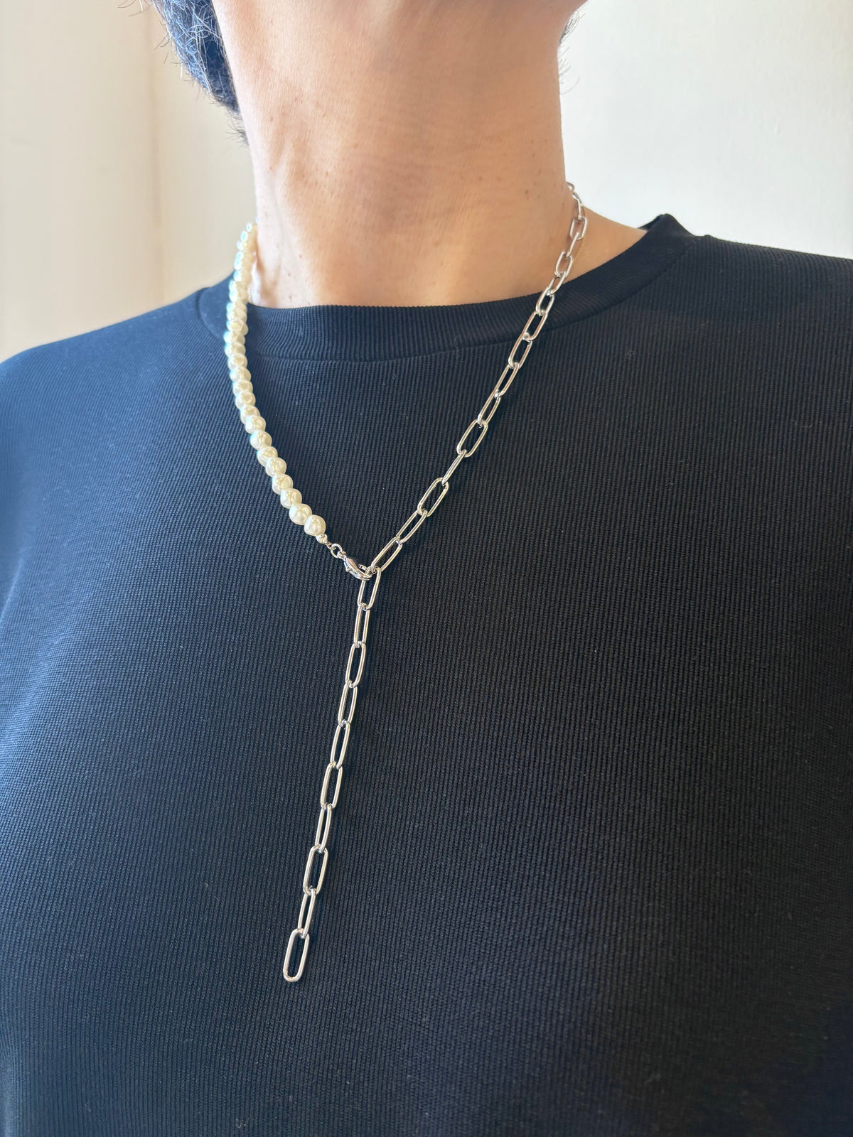 パール×バロックチェーン 3wayネックレス