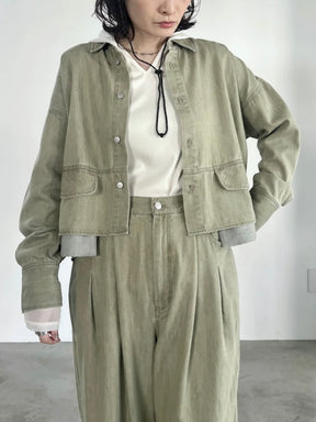 ポケットデザインクロップドシャツ