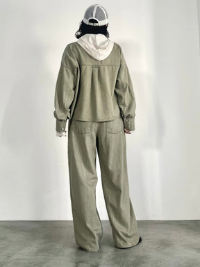 ポケットデザインクロップドシャツ