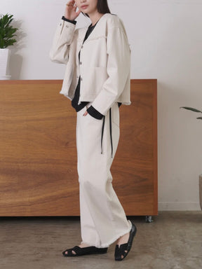 Vネックフリンジデニムジャケット