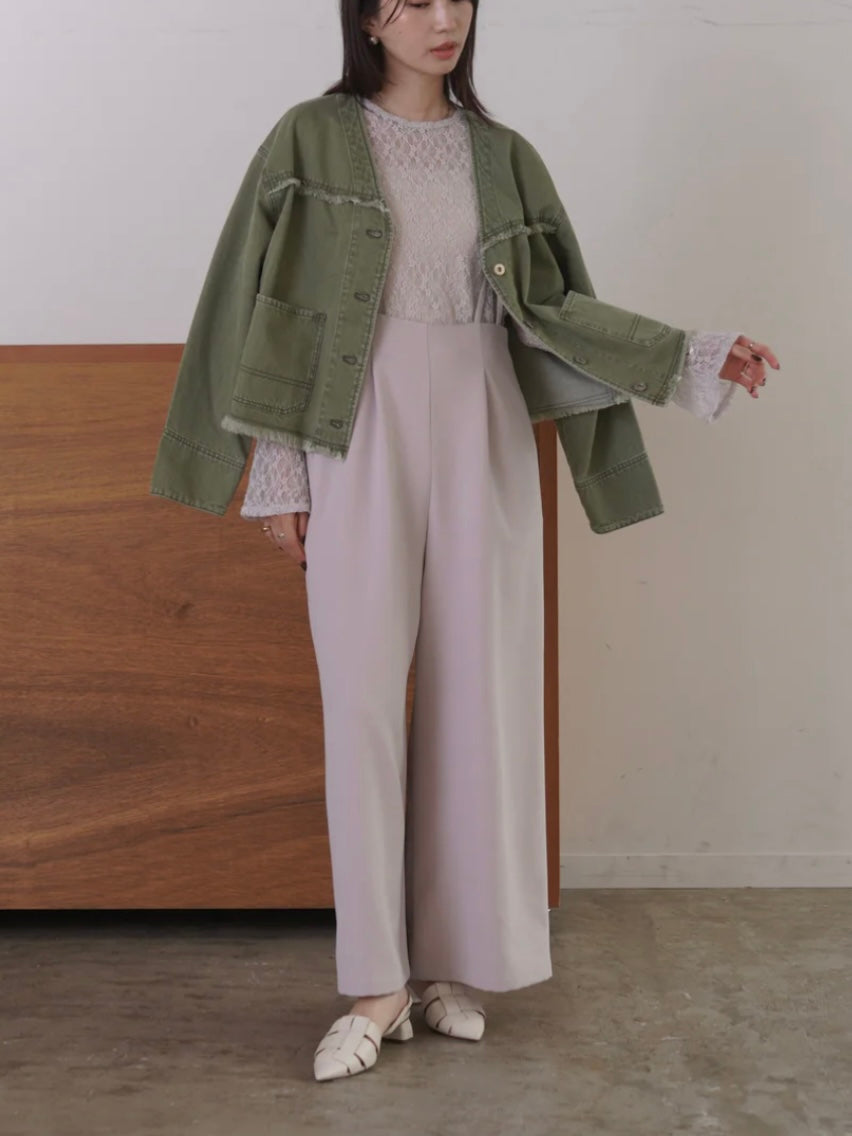 Vネックフリンジデニムジャケット