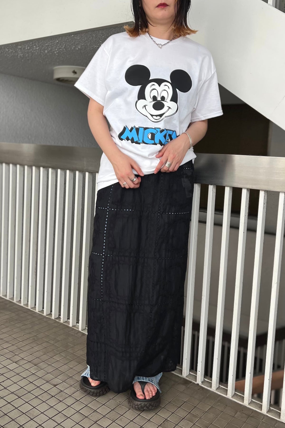 Good wear (グッドウェア ) ミッキーエラープリントTee GDW-LCS-251602　ホワイト
