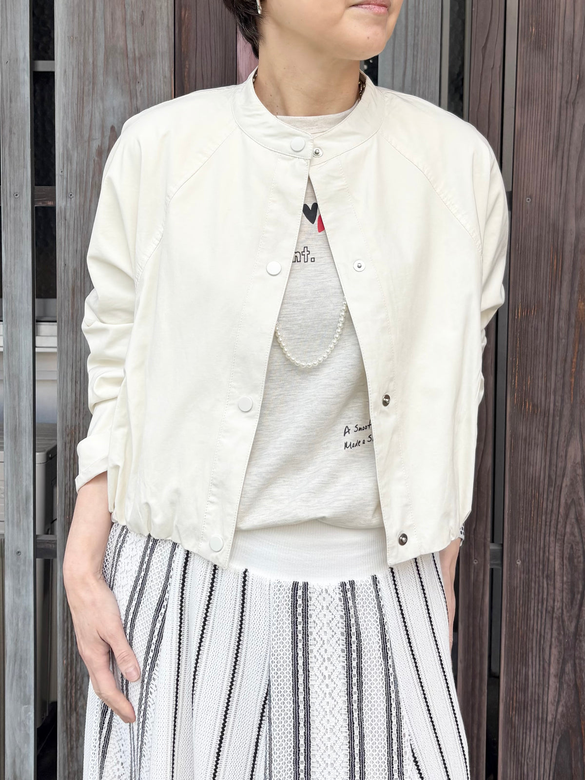 裾バルーンノーカラーブルゾン