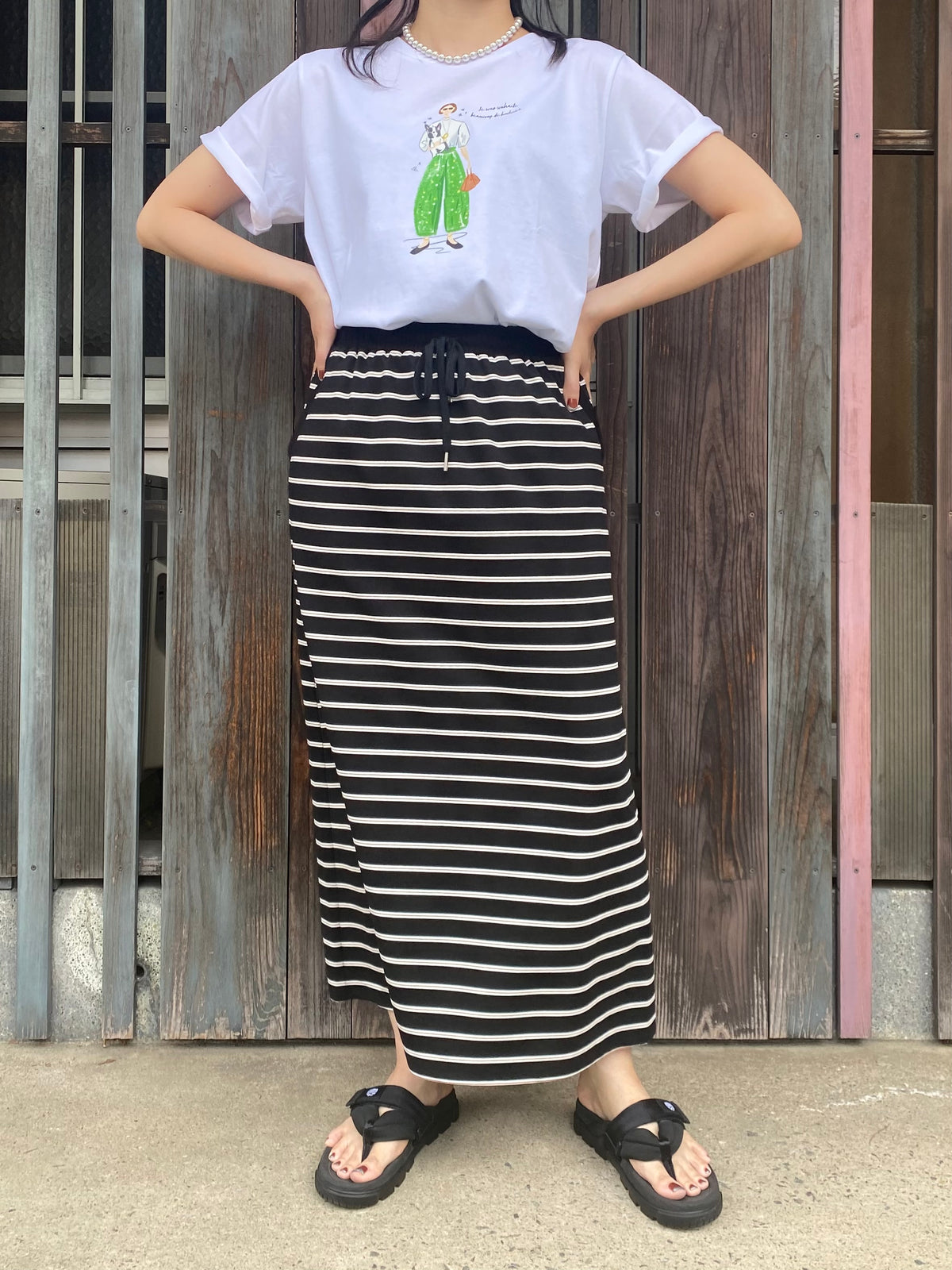 ボーダーAラインスカート