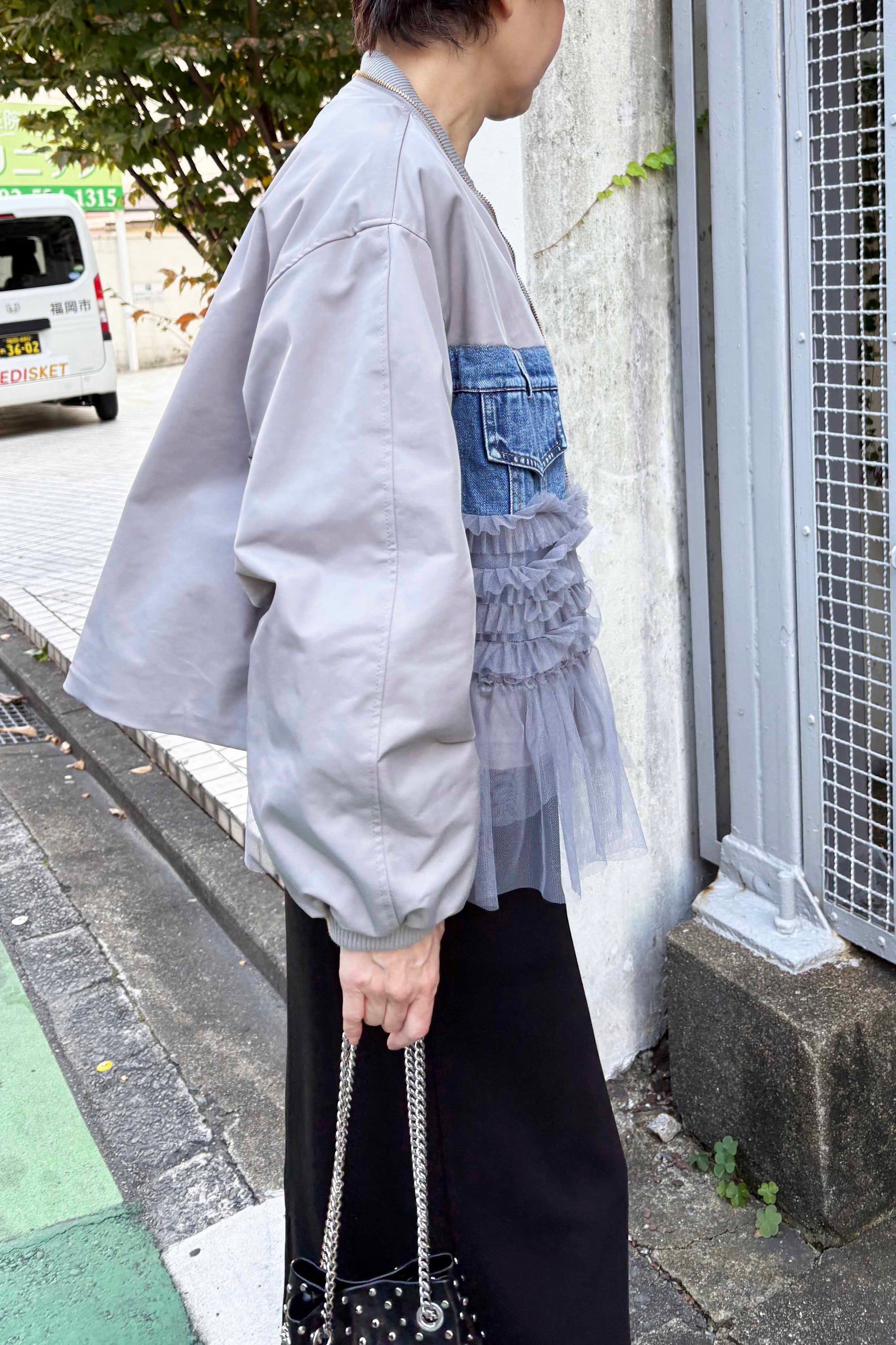 デニムドッキングチュールブルゾン
