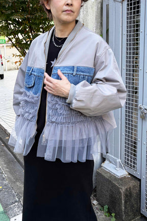 デニムドッキングチュールブルゾン