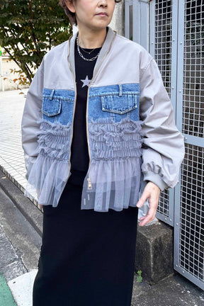 デニムドッキングチュールブルゾン