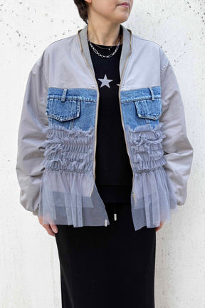 デニムドッキングチュールブルゾン