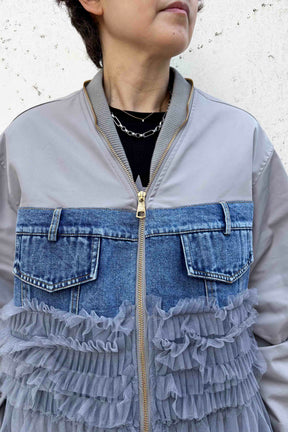 デニムドッキングチュールブルゾン