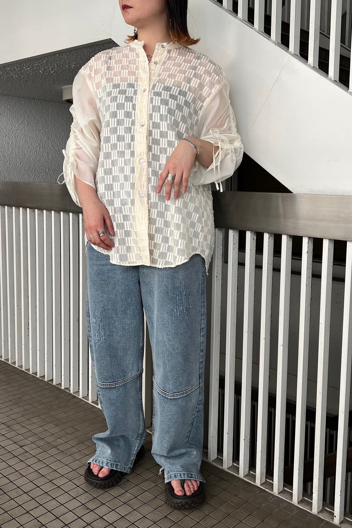 CHIGNON (シニヨン) シアージャガードシャーリングシャツ 1652-191MK アイボリー