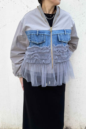 デニムドッキングチュールブルゾン