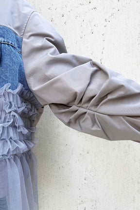 デニムドッキングチュールブルゾン