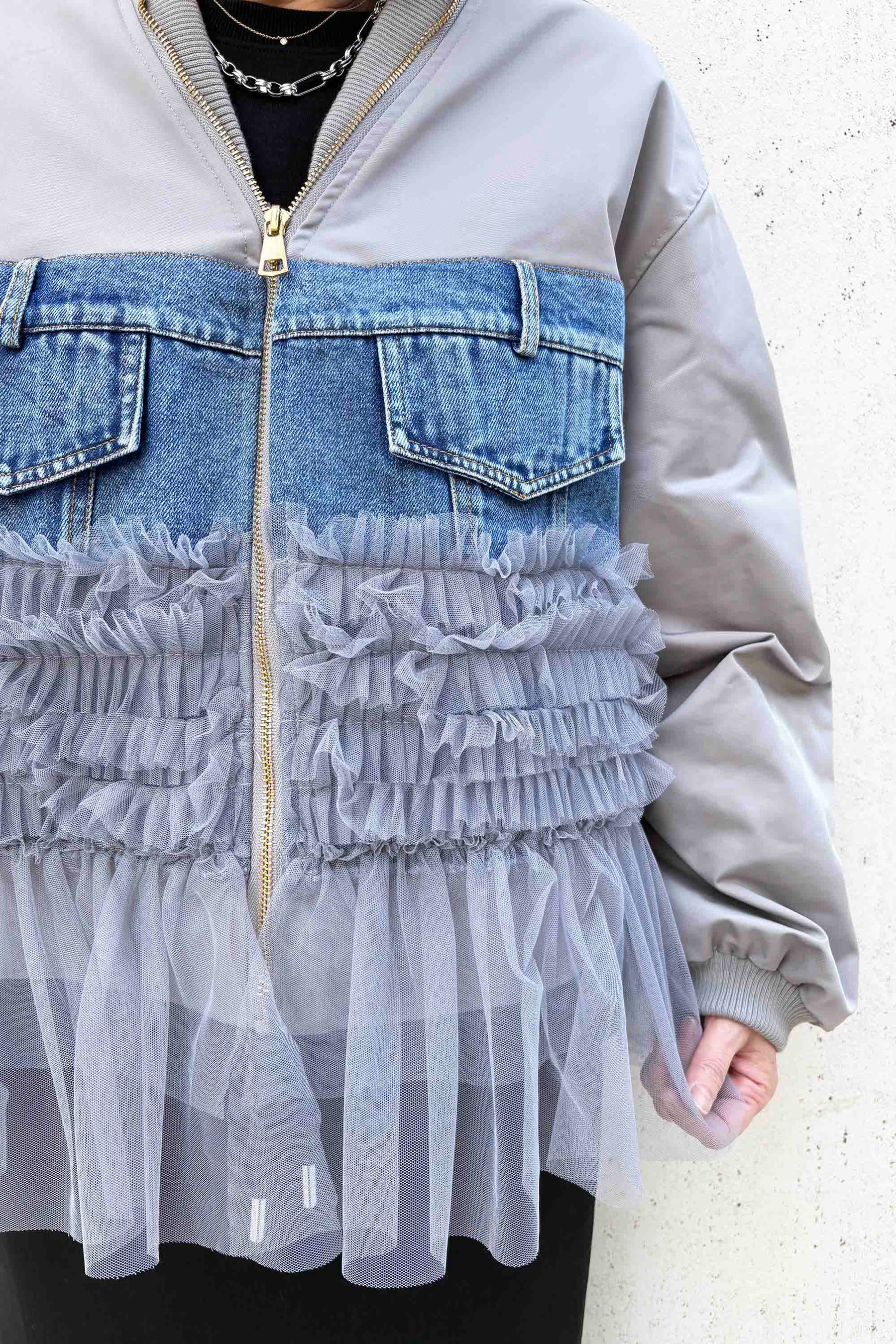 デニムドッキングチュールブルゾン