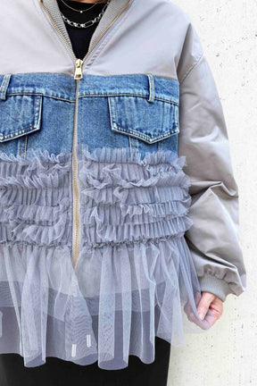 デニムドッキングチュールブルゾン