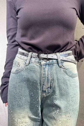 ラメレザー細ベルト