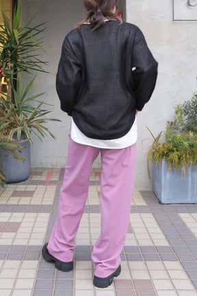 trois (トロア) ハイテンションストレートセミワイドパンツ T246-87020　ピンク