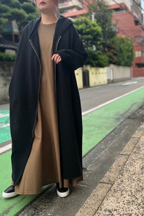 スウェットジップロングパーカー