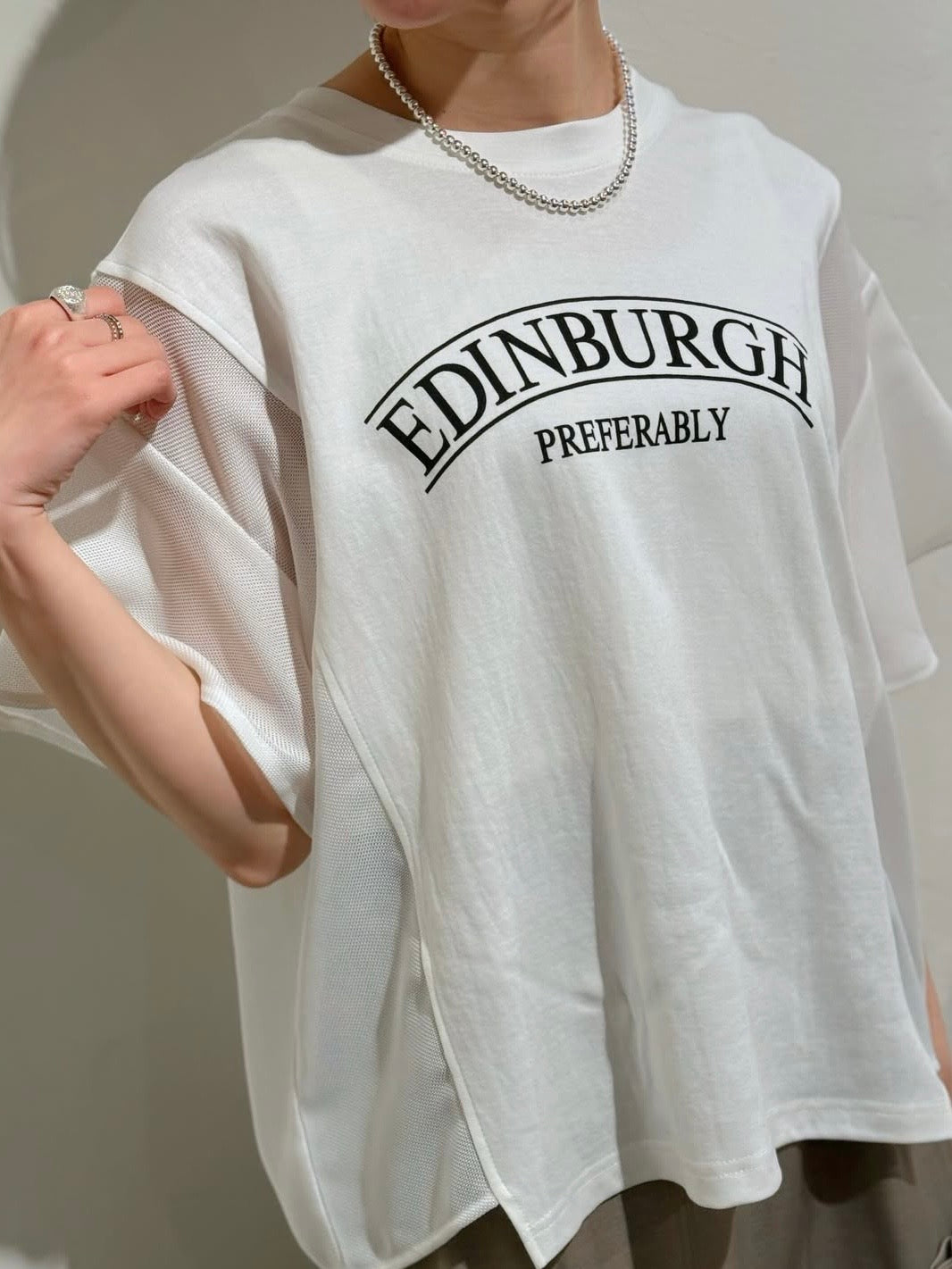 メッシュ切替ロゴTシャツ