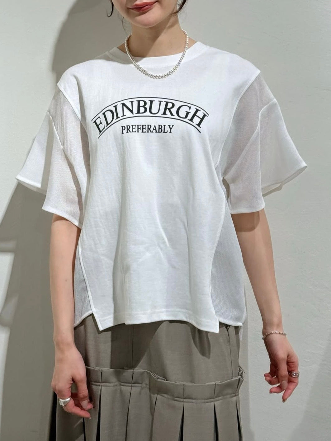 メッシュ切替ロゴTシャツ.
