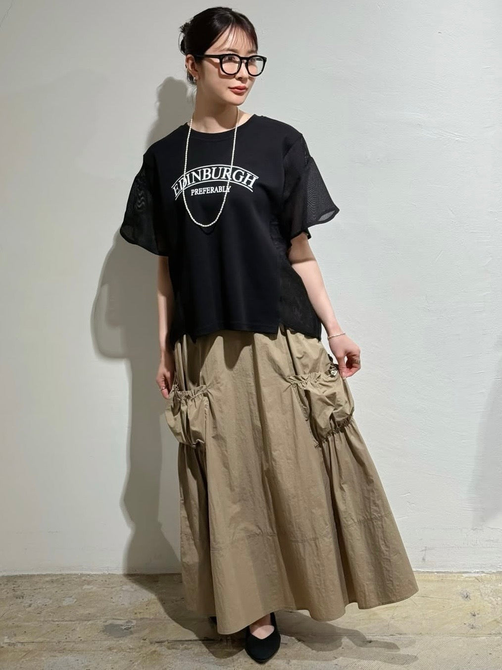 メッシュ切替ロゴTシャツ