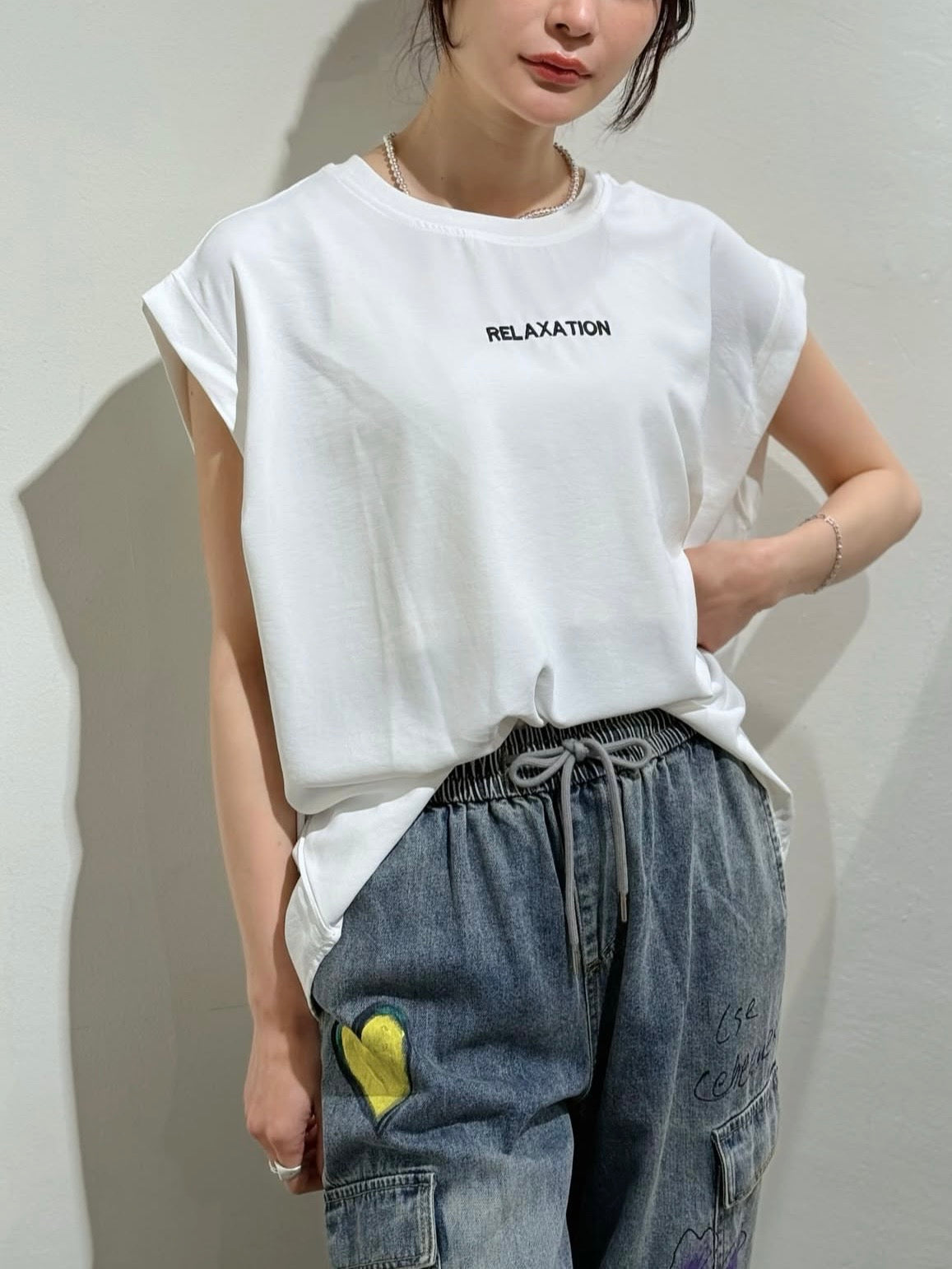 ロゴ刺繍フレンチスリーブTOPS.