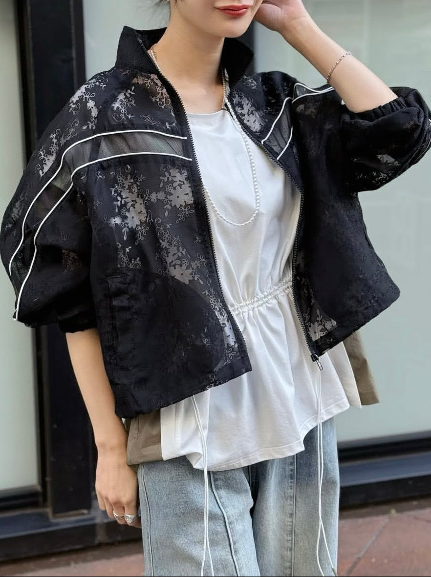 PaulineBleu (ポリーヌブローレースシアーダブルZIPブルゾン47633