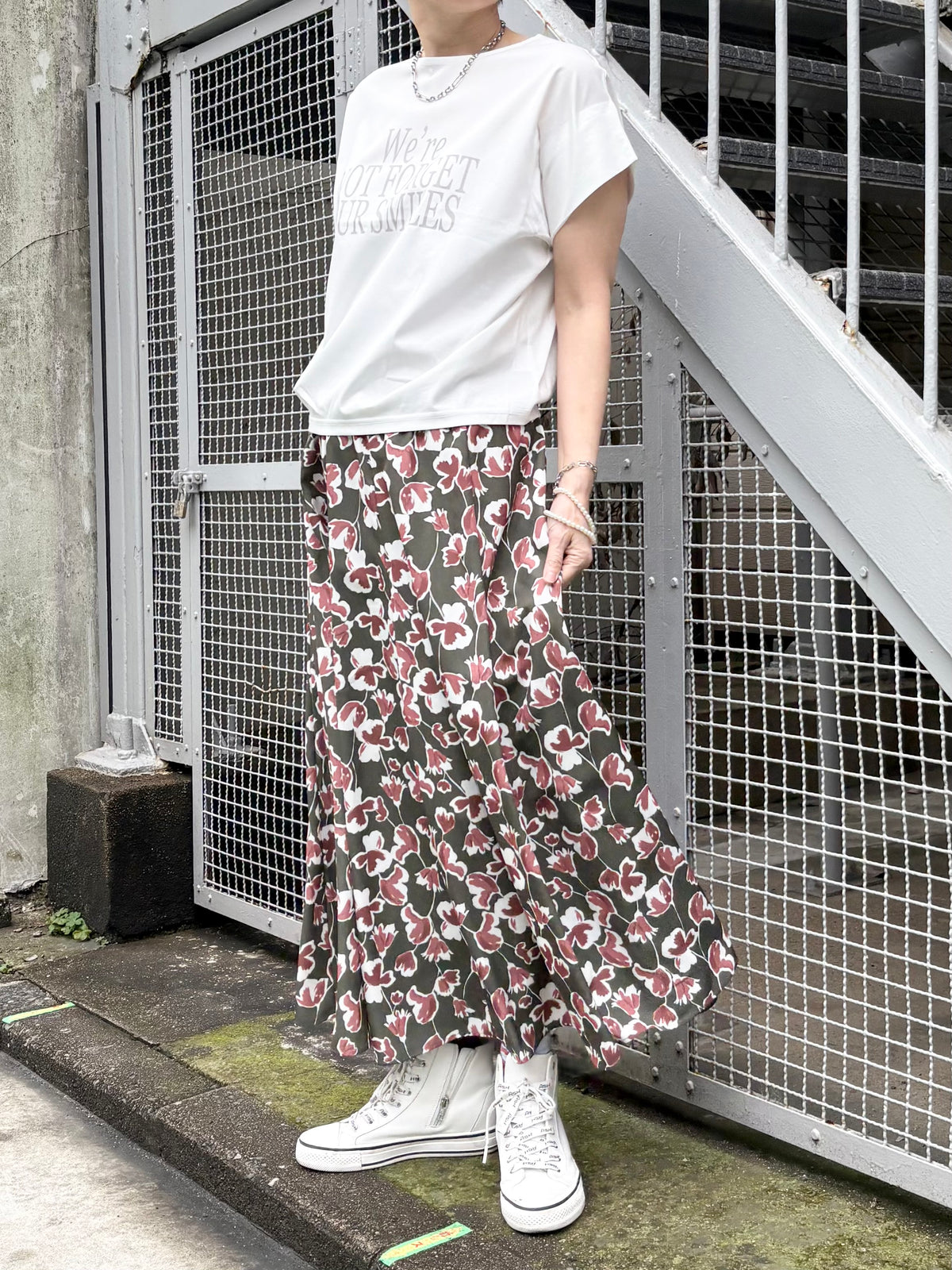 ジョーゼット花柄スカート