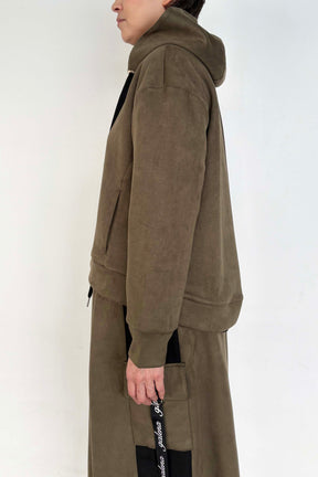 バックフレアスエードパーカー