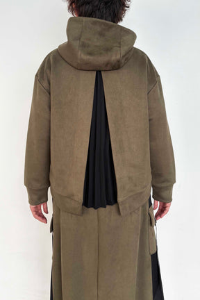 バックフレアスエードパーカー