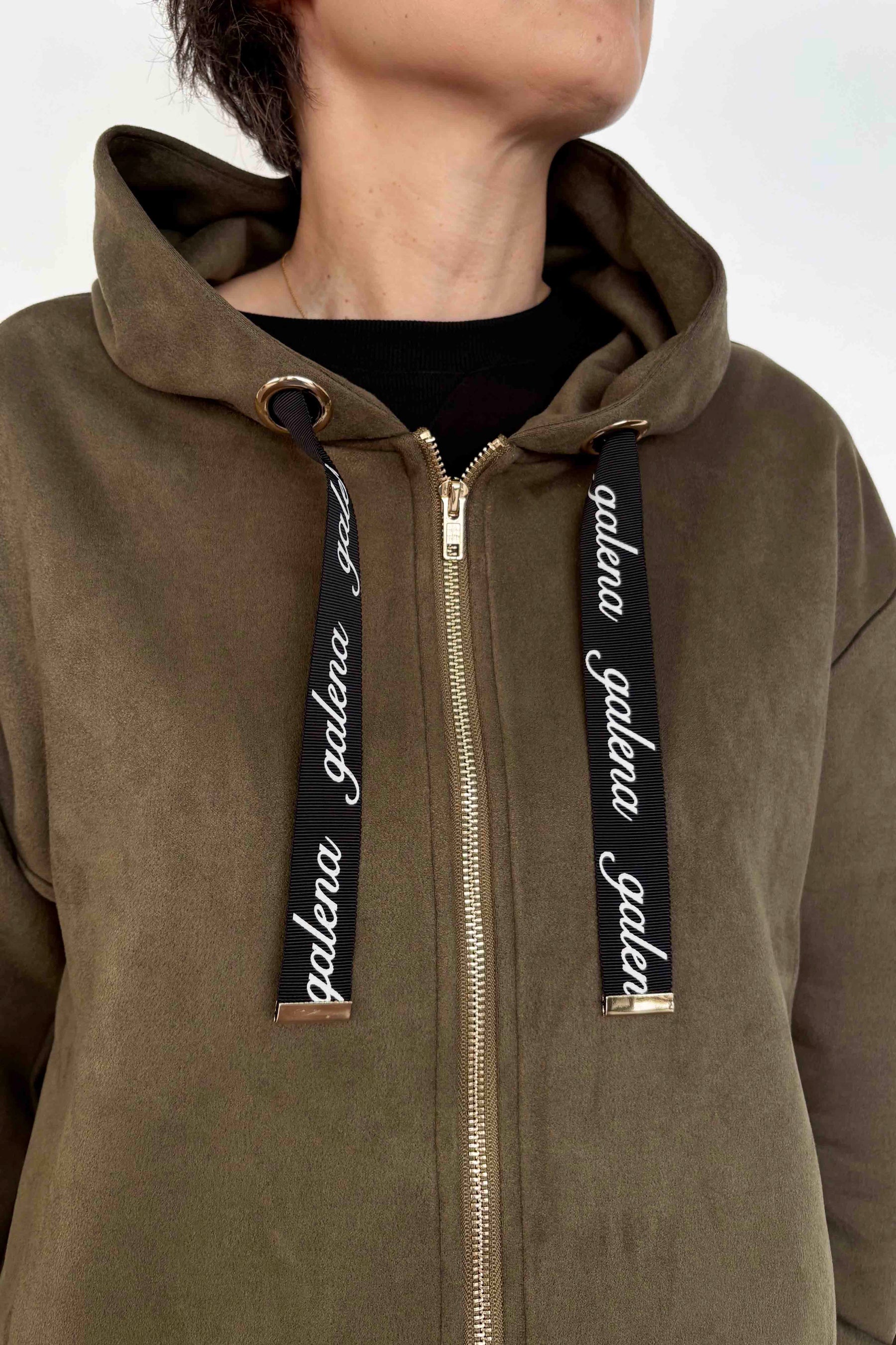 バックフレアスエードパーカー