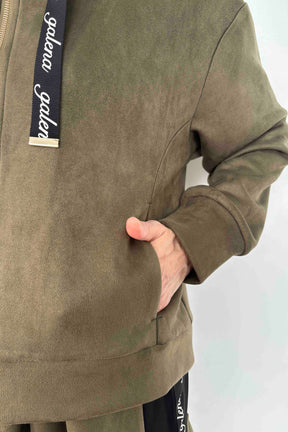 バックフレアスエードパーカー