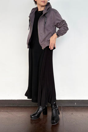 バックフレアスエードパーカー